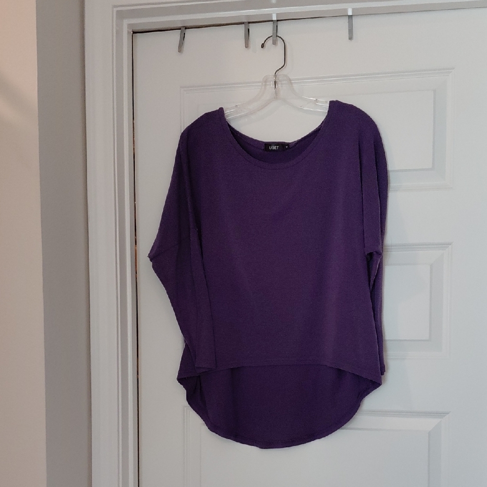 Lush Purple Relaxed High-Low Scoop Neck Top